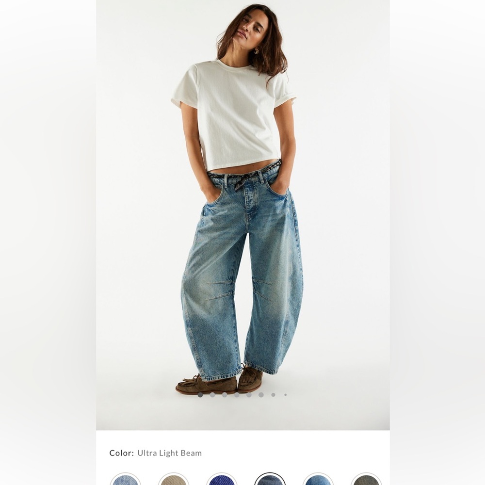 Free People Good Luck Mid-Rise Barrel Jeans